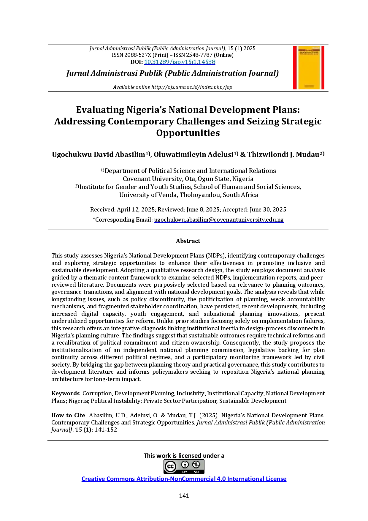 juris Evaluating Nigeria s National Development Plans Addressing Contemporary Challenges and Seizing Strategic Opportunities