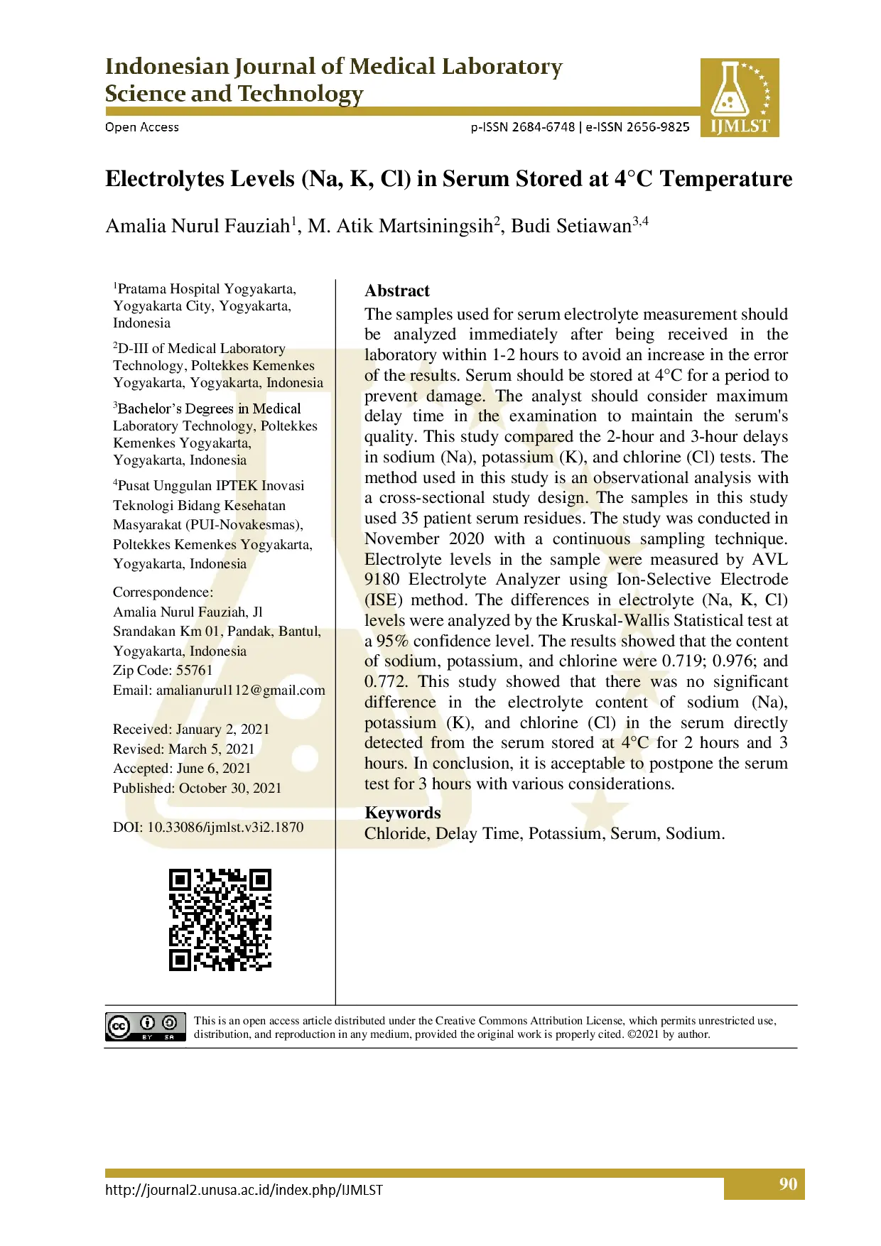 juris Electrolytes Levels Na K Cl in Serum Stored at 4 C Temperature