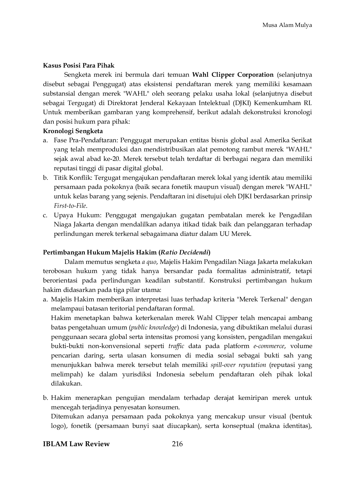 JURIS Sengketa Merek di Era Digital Tinjauan Yuridis dari Putusan Pengadilan Niaga Jakarta Tahun 2025