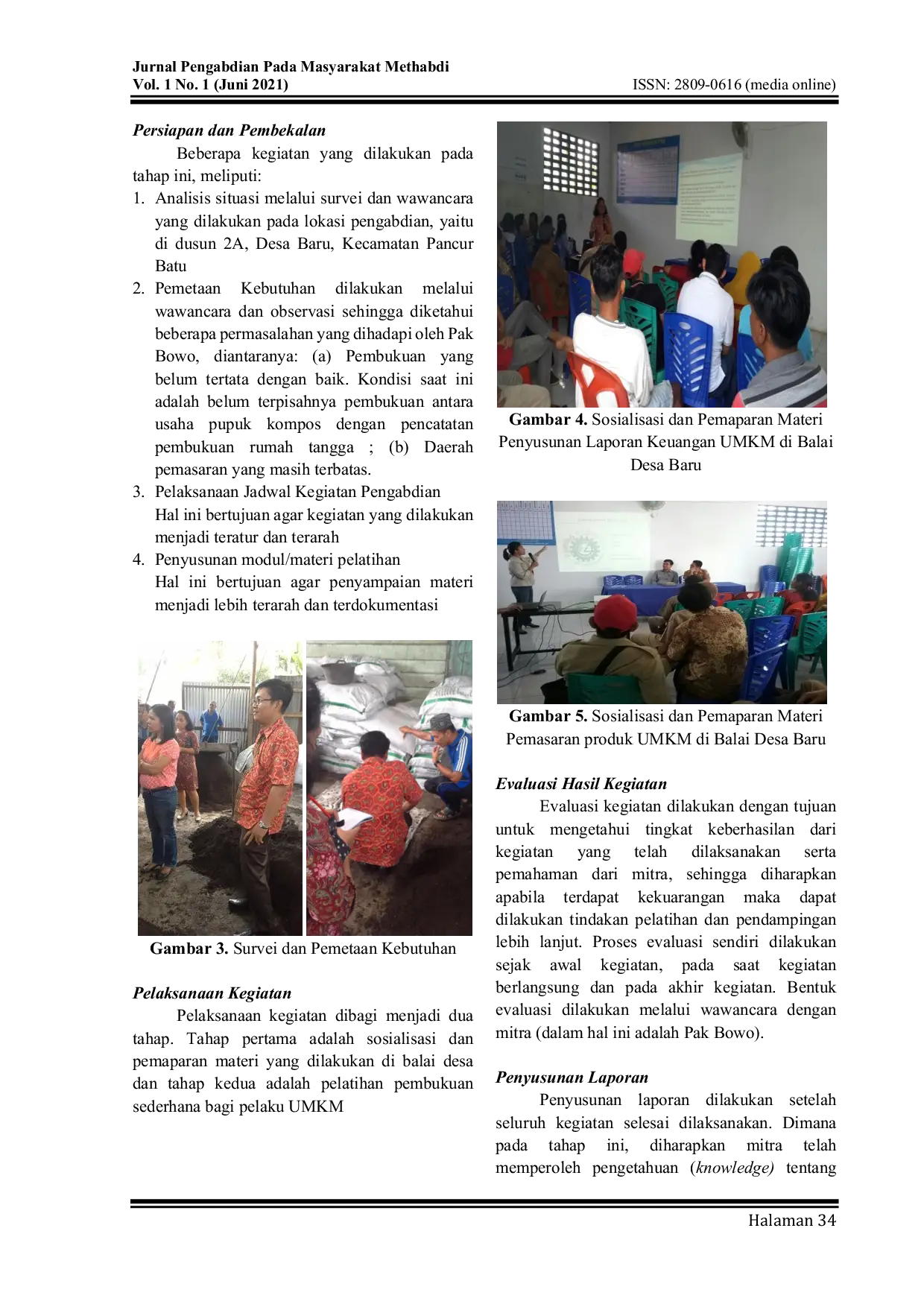 JURIS Pelatihan Penyusunan Laporan Keuangan Dan Pengembangan Usaha Untuk Usaha Kecil UMKM Di Desa Baru Kecamatan Pancur Batu Kabupaten Deli Serdang