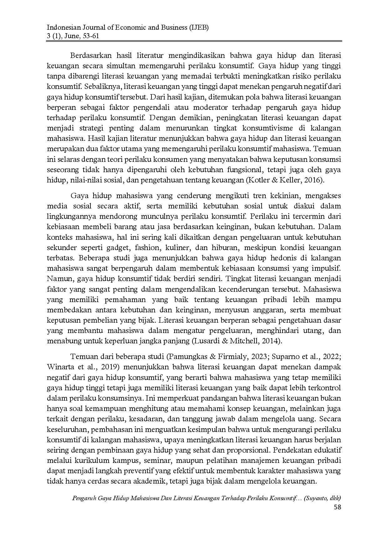 juris Pengaruh Gaya Hidup Mahasiswa Dan Literasi Keuangan Terhadap Perilaku Konsumtif Kajian Studi Literatur