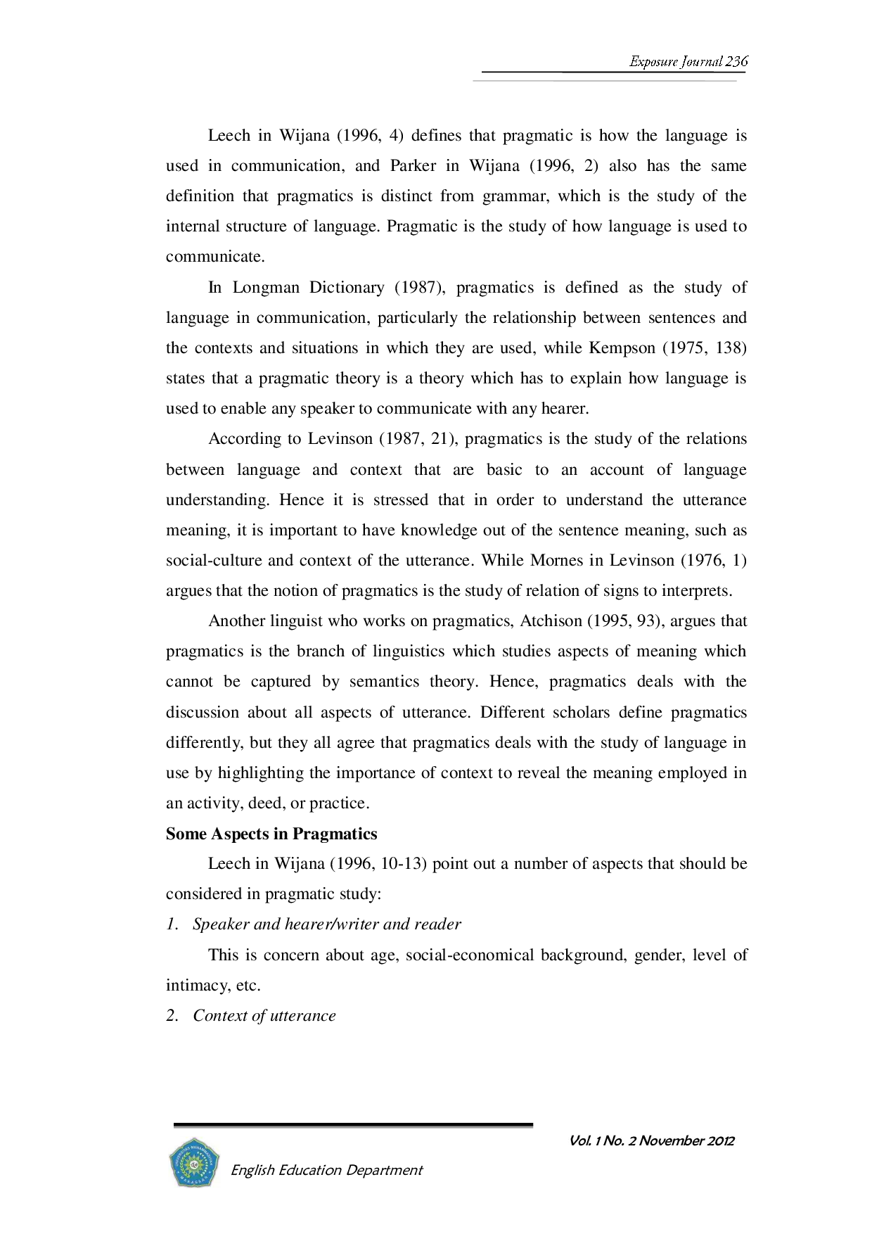 JURIS The Students Achievement In Understanding Pragmatics Meaning Of Written Utterances