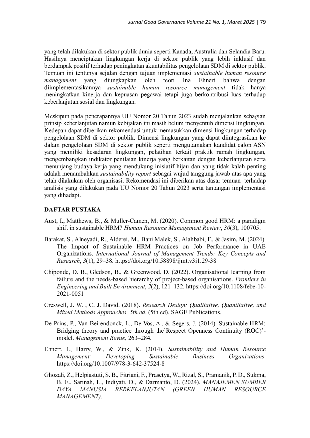 JURIS Undang Undang Republik Indonesia Nomor 20 Tahun 2023 Tentang Aparatur Sipil Negara Dalam Perspektif Sustainable Human Resource Management