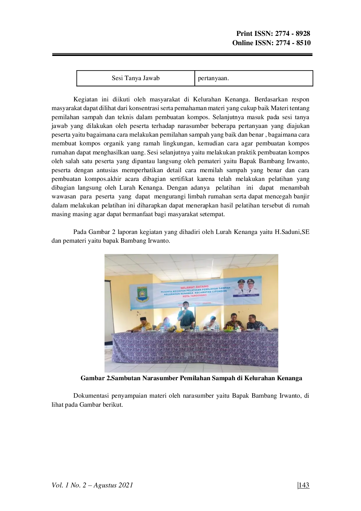 JURIS Kegiatan Pelatihan Pemilahan Sampah Pada Kelurahan Kenanga Kecamatan Cipondoh Kota Tangerang