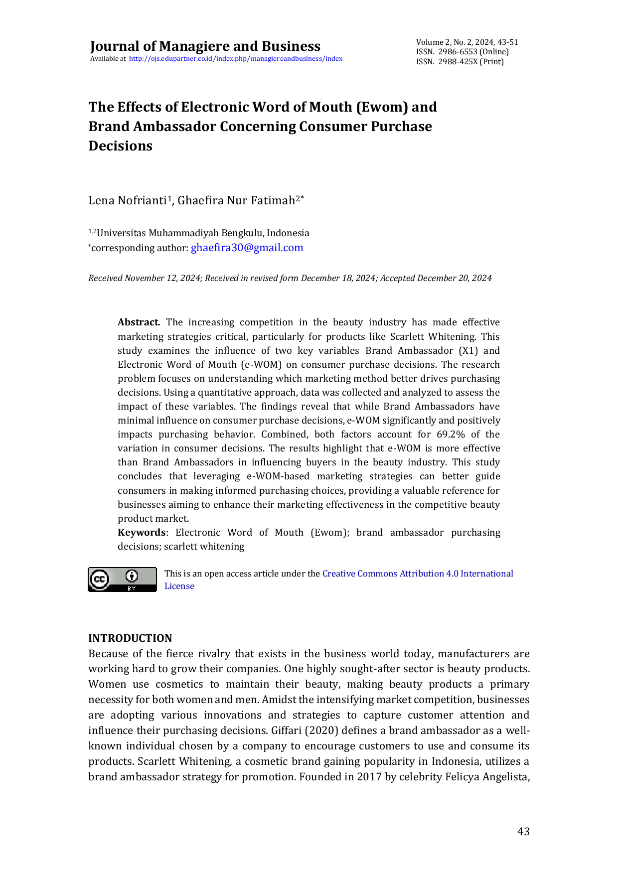 JURIS The Effects of Electronic Word of Mouth Ewom and Brand Ambassador Concerning Consumer Purchase Decisions
