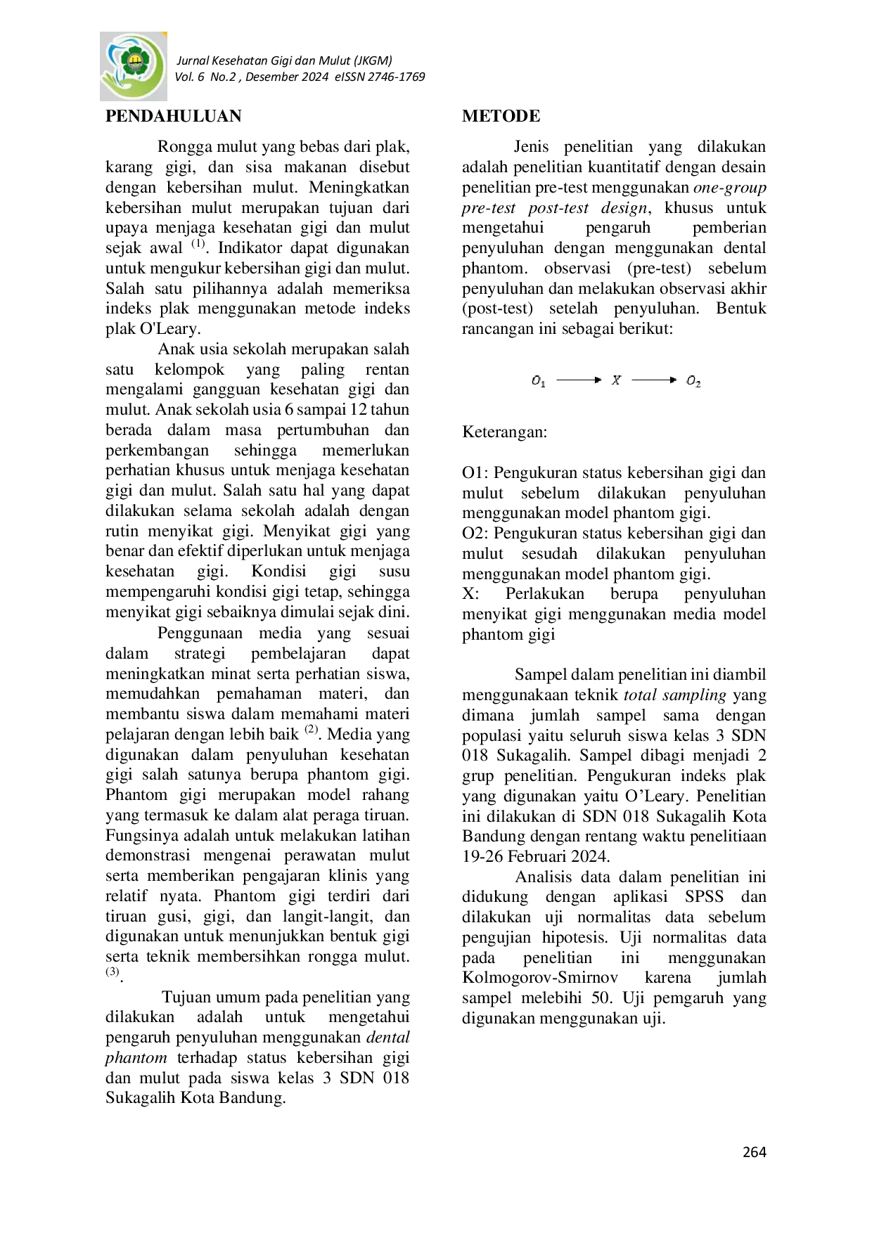 JURIS Pengaruh Penyuluhan Menggunakan Model Phantom Gigi Terhadap Status Kebersihan Gigi dan Mulut Pada Siswa Kelas 3