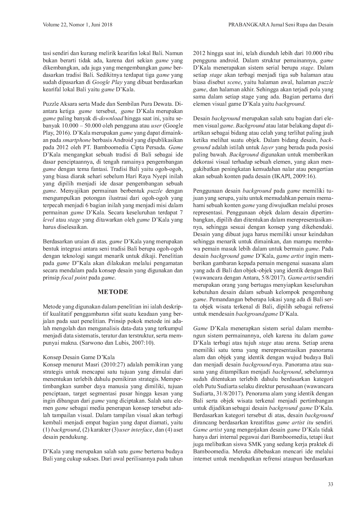 JURIS Konsep Dan Prinsip Focal Point Pada Desain Game D kala