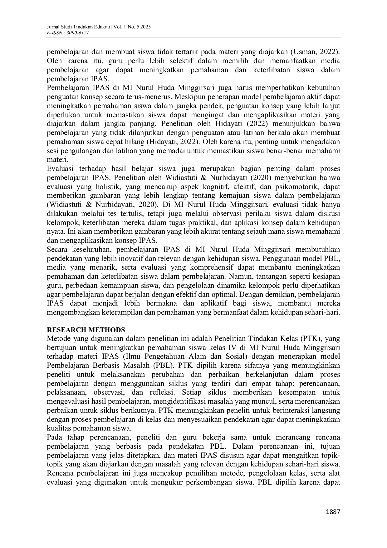 JURIS Peningkatan Pemahaman Konsep IPAS melalui Model Pembelajaran Kooperatif di Kelas IV MI Nurul Huda Minggirsari