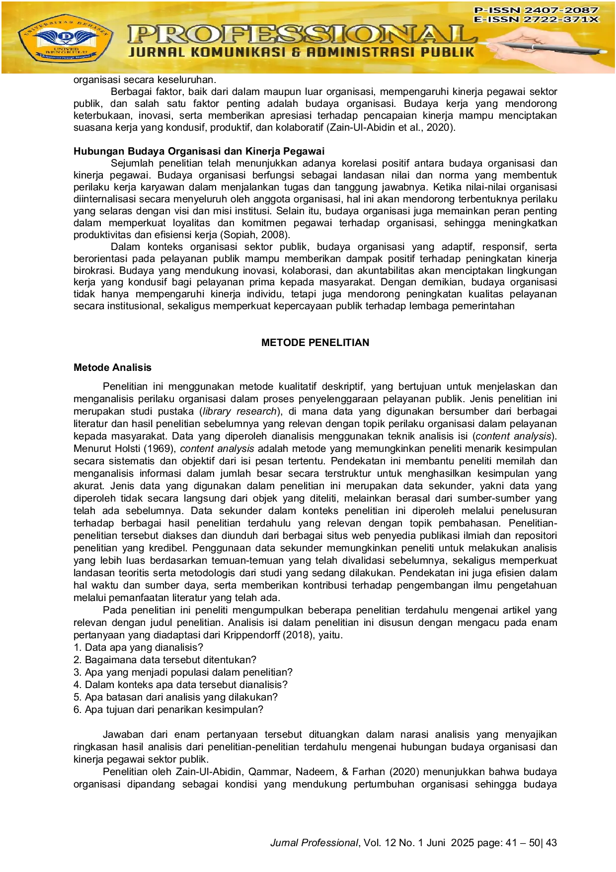 JURIS Studi Pustaka Tentang Hubungan Budaya Organisasi Terhadap Kinerja Pegawai Sektor Publik