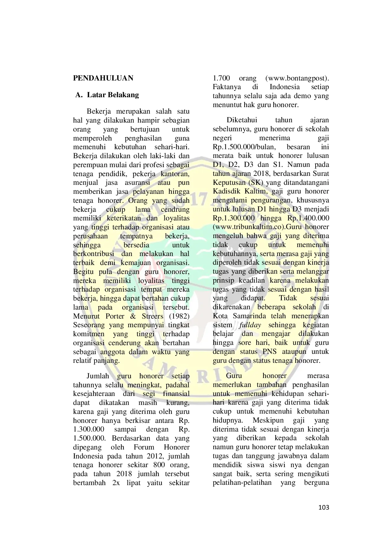 JURIS Hubungan Kebersyukuran Dengan Komitmen Organisasi Pada Guru Honorer Di Kota Samarinda