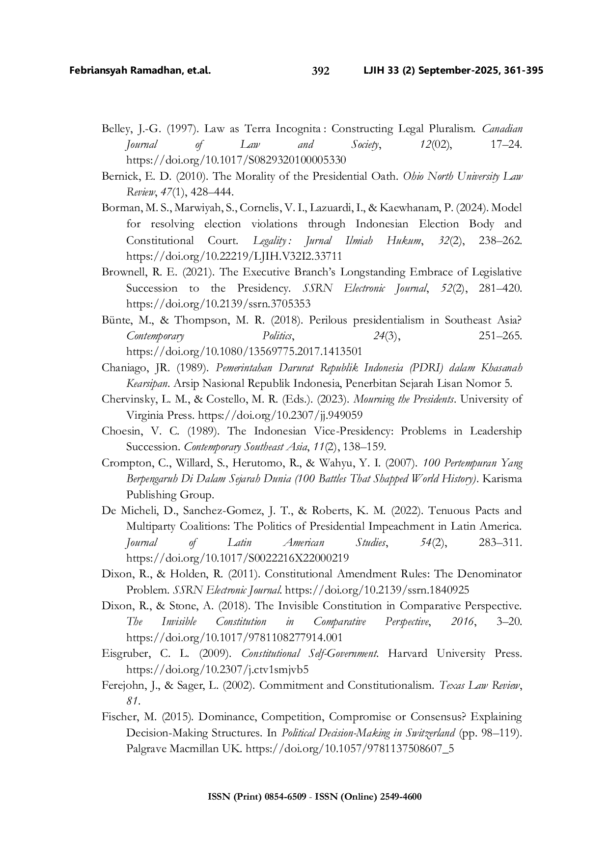 JURIS Towards a structural constitution contribution of Presidential Succession Law to the Constitution of Indonesia