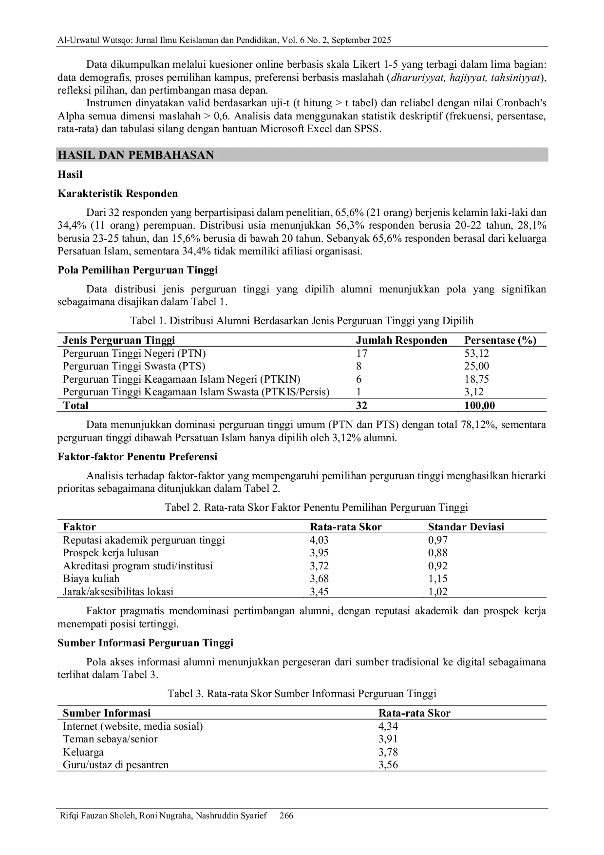 JURIS Pengalaman Dan Preferensi Pemilihan Perguruan Tinggi Berbasis Maslahah Studi Pada Alumni Santri Ppi 153 Al Firdaus Di Kabupaten Bandung Barat