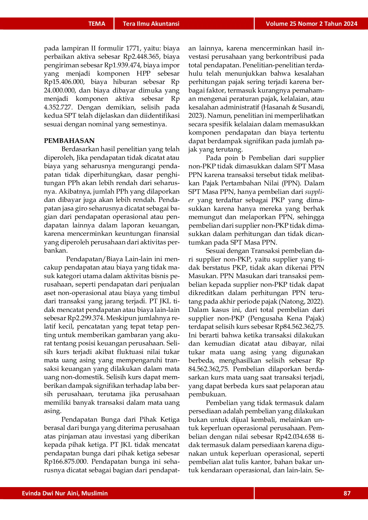 JURIS Analisis Selisih PPh Terutang Ekualisasi Pembelian dan Biaya Sehubungan dengan Jasa dalam Menanggapi SP2DK