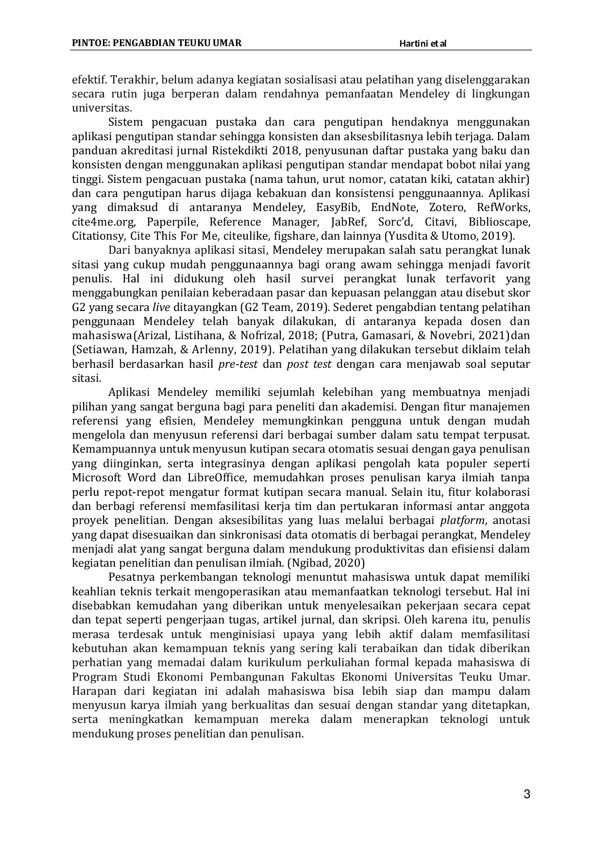 JURIS Optimalisasi Pemanfaatan Aplikasi Mendeley untuk Penulisan Sitasi Karya Tulis Ilmiah Mahasiswa di Kota Meulaboh