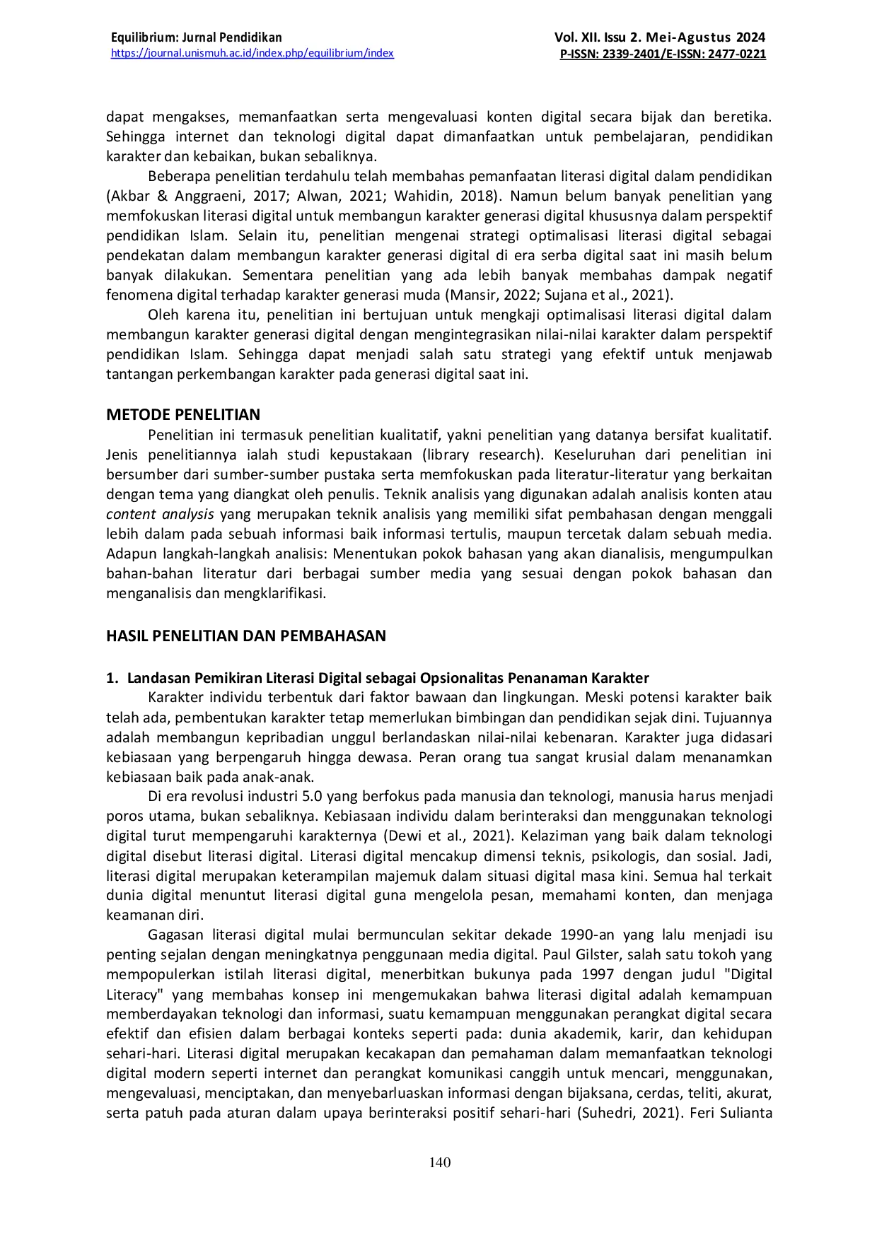 JURIS Membangun Karakter Generasi Digital Melalui Literasi Digital Perspektif Pendidikan Islam