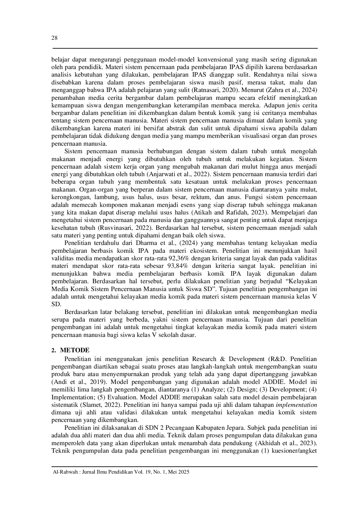 JURIS Kelayakan Media Komik Sistem Pencernaan Manusia untuk Siswa SD