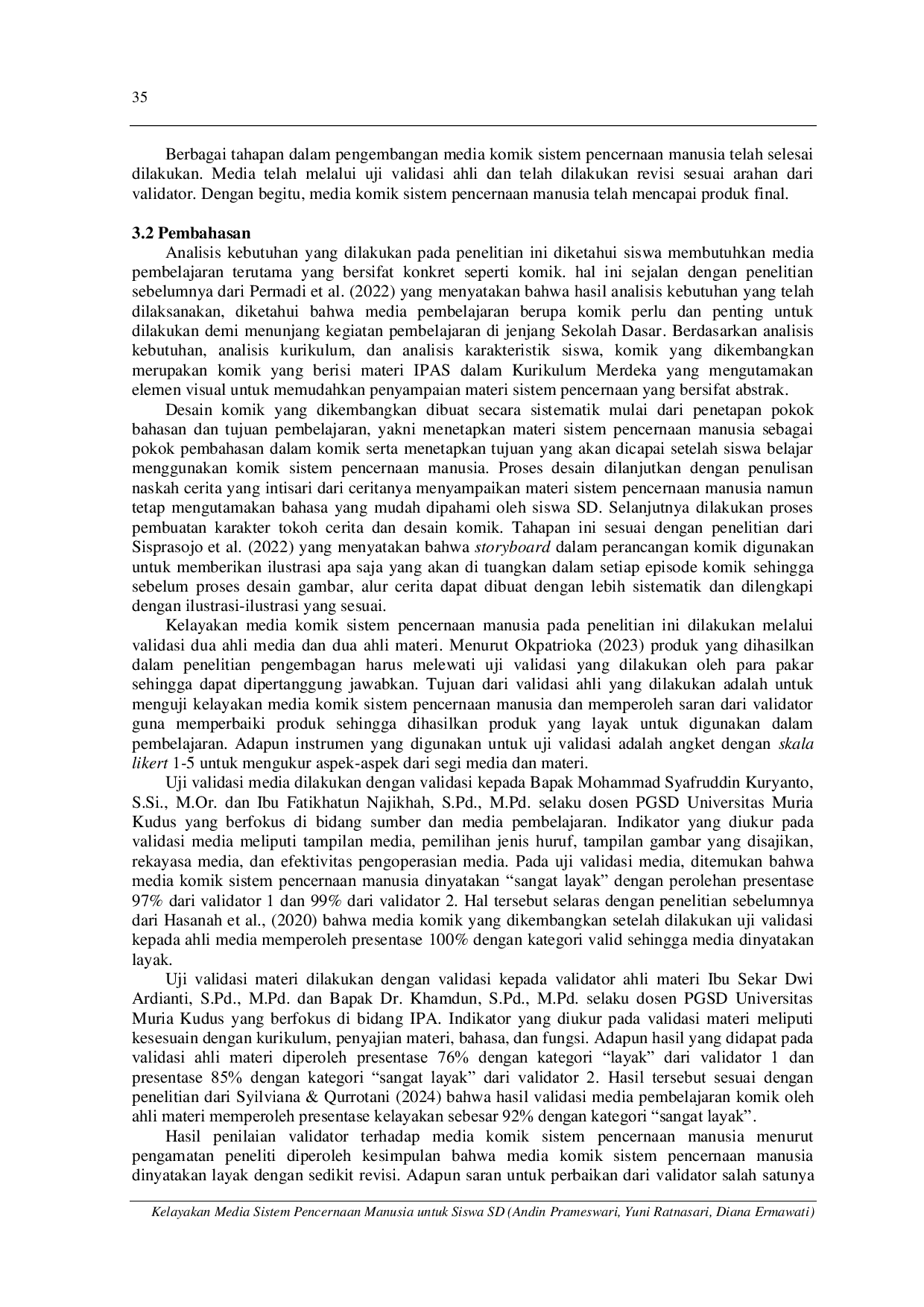 JURIS Kelayakan Media Komik Sistem Pencernaan Manusia untuk Siswa SD