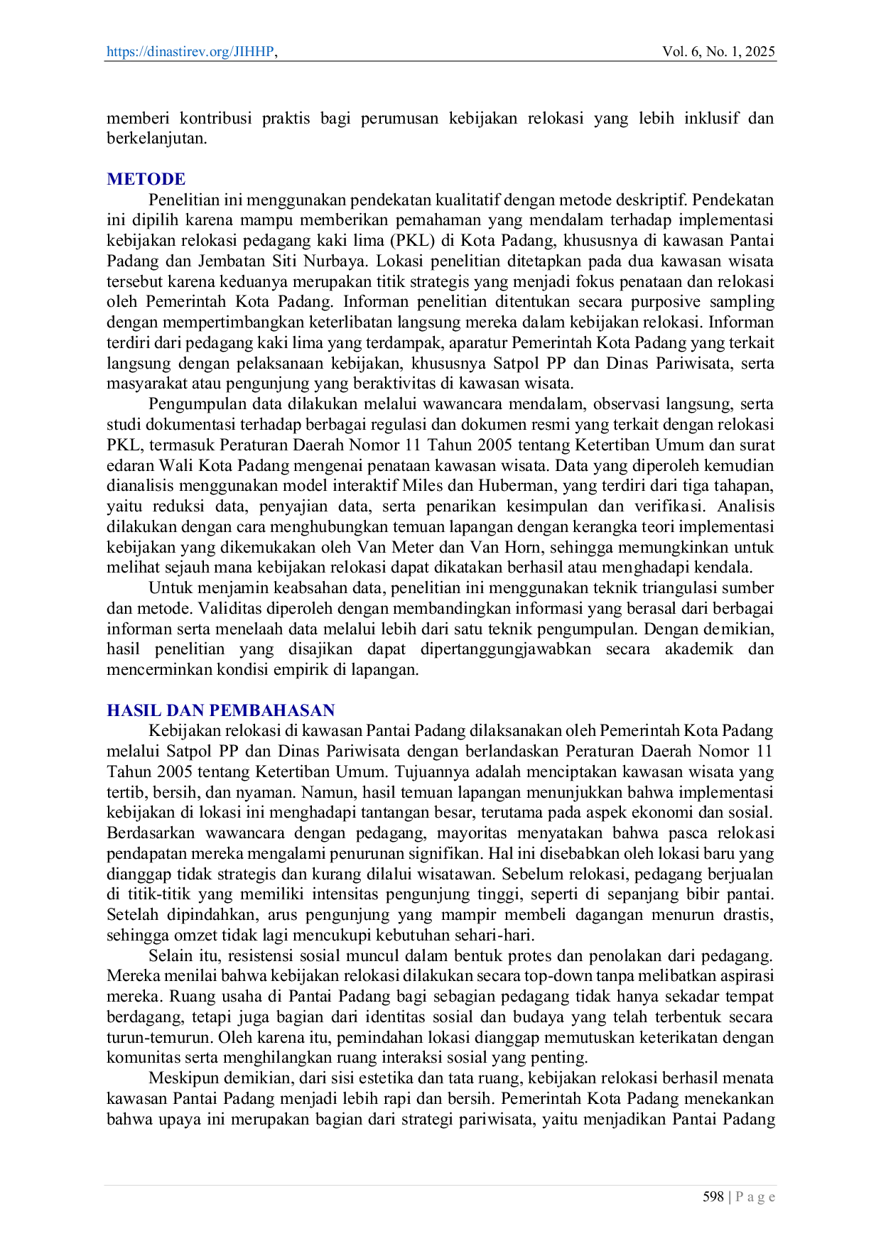 JURIS Implementasi Kebijakan Pemerintah Kota Padang Tentang Relokasi Pedagang Kaki Lima Pantai Padang Dan Pedagang Kaki Lima Jembatan Siti Nurbaya