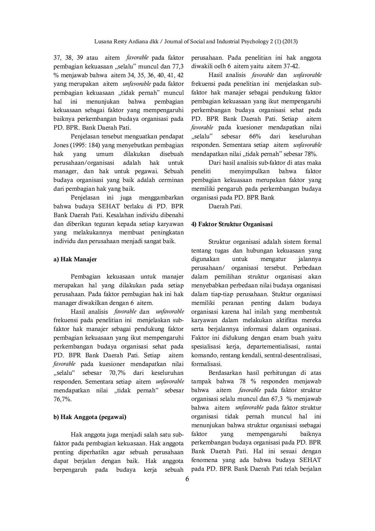 JURIS Faktor Faktor Yang Mempengaruhi Budaya Organisasi Di Perusahaan Daerah Bank Perkreditan Rakyat Daerah Pati