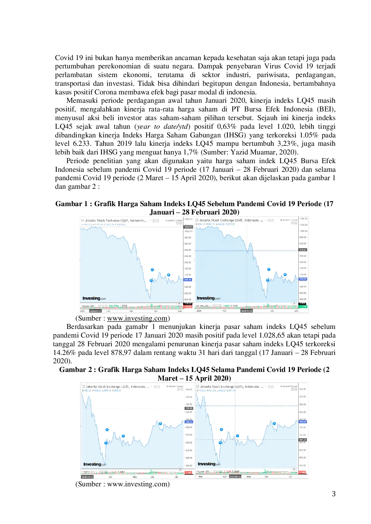 JURIS Analisis Perbedaan Harga Saham Indeks Lq45 Bursa Efek Indonesia Sebelum Pandemi Covid 19 Dan Selama Pandemi Covid 19