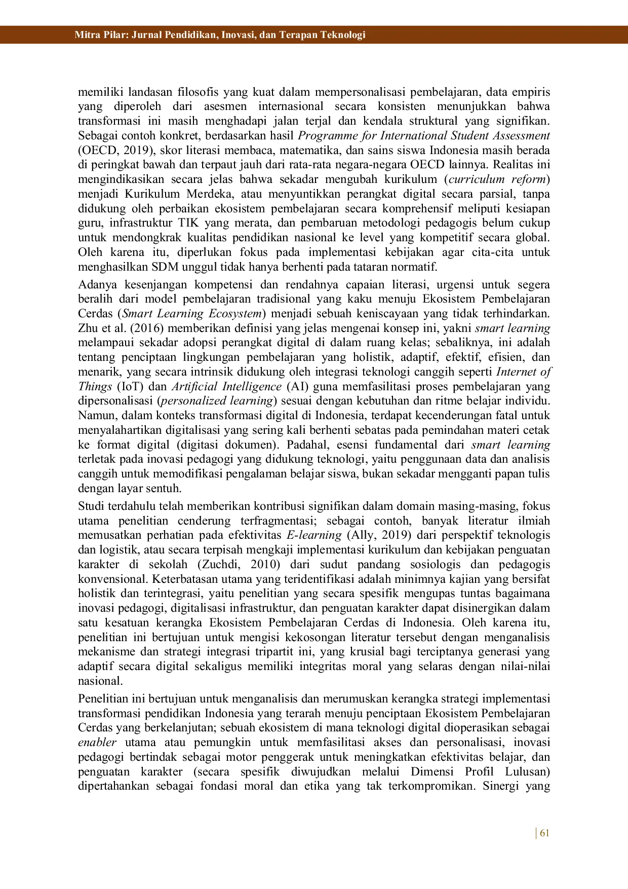 JURIS Transformasi Pendidikan Indonesia Menuju Ekosistem Pembelajaran Cerdas Inovasi Digitalisasi dan Penguatan Karakter di Era Global