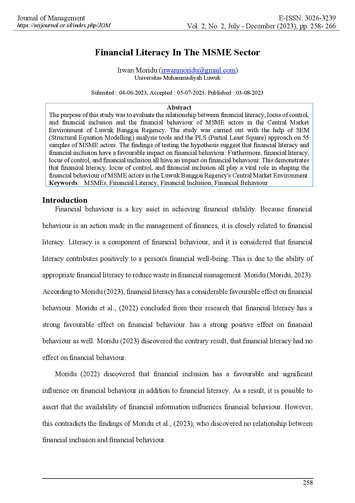 juris Financial Literacy In The MSME Sector