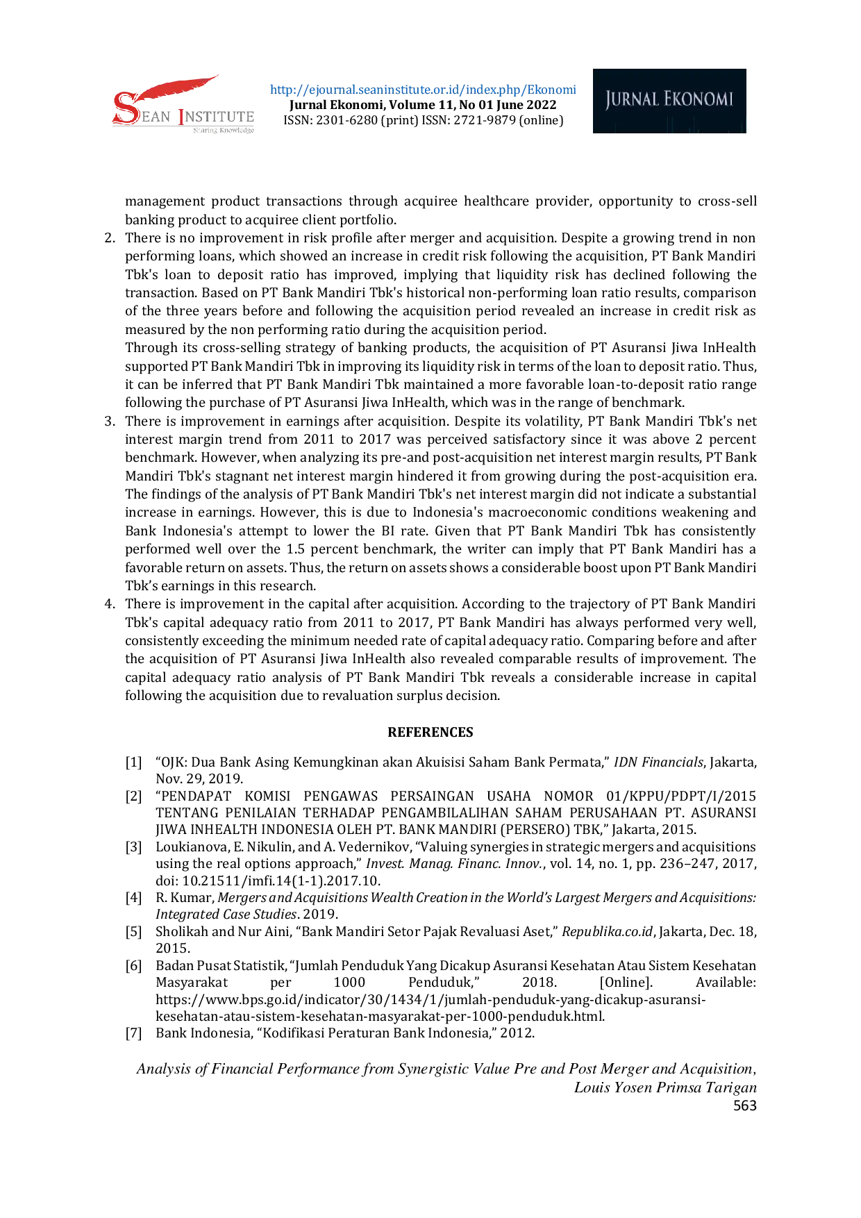 JURIS Analysis of Financial Performance from Synergistic Value Pre and Post Merger and Acquisition