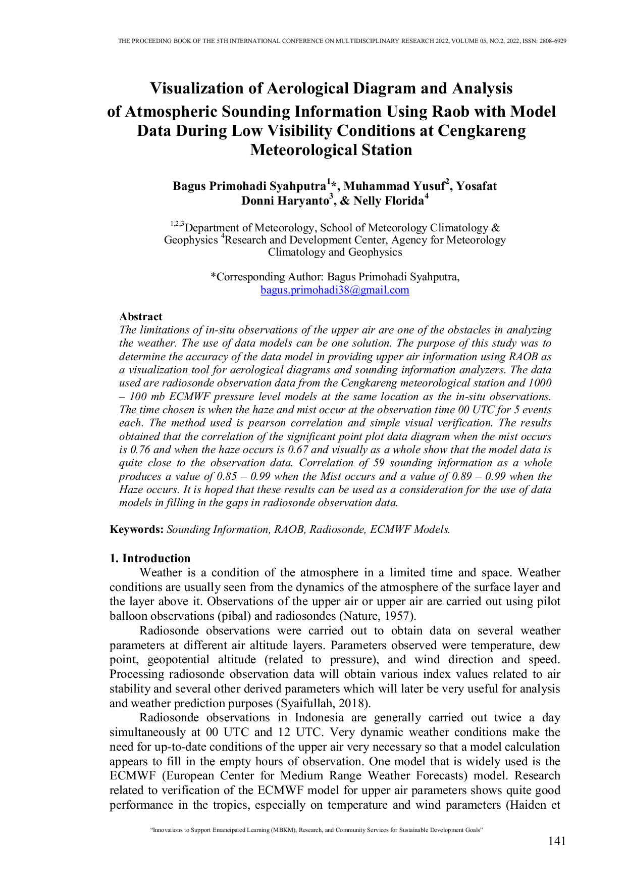 JURIS Visualization of Aerological Diagram and Analysis of Atmospheric Sounding Information Using Raob with Model Data During Low Visibility Conditions at Cengkareng Meteorological Station