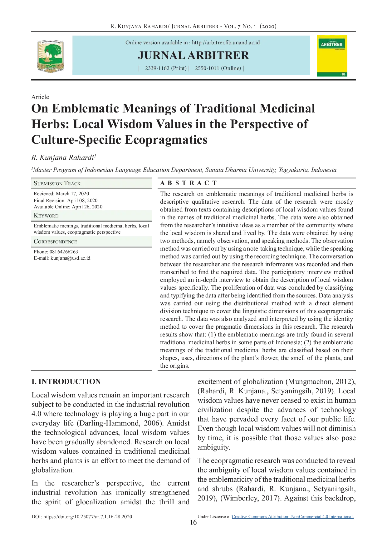 JURIS On Emblematic Meanings of Traditional Medicinal Herbs Local Wisdom Values in the Perspective of Culture Specific Ecopragmatics