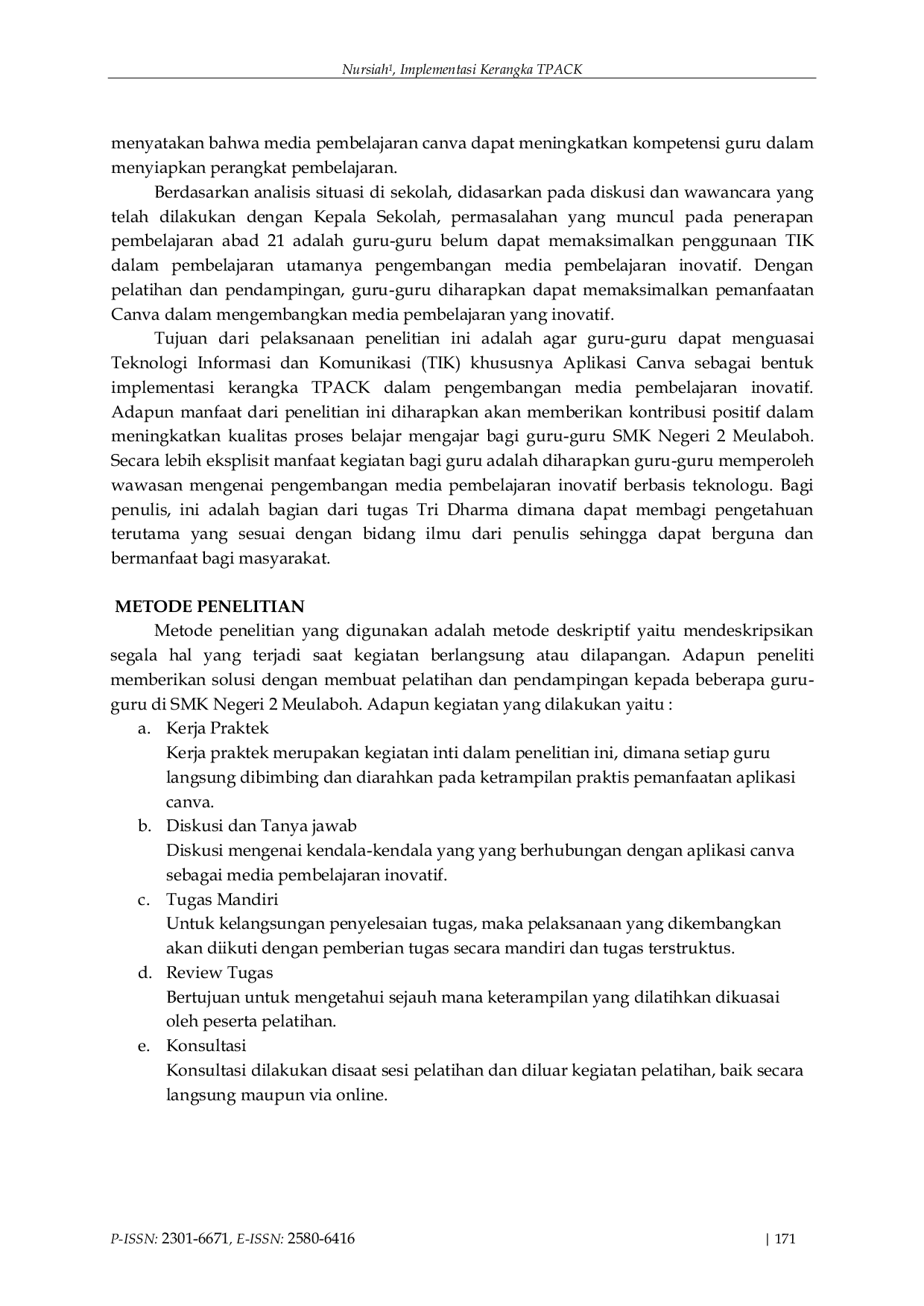 JURIS Implementasi Kerangka TPACK Melalui Media Pembelajaran Berbasis Canva Bagi Guru Di Smk Negeri 2 Meulaboh