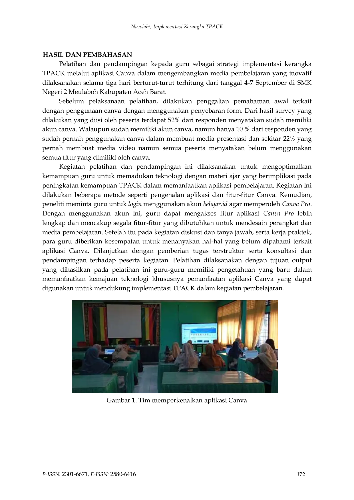 JURIS Implementasi Kerangka TPACK Melalui Media Pembelajaran Berbasis Canva Bagi Guru Di Smk Negeri 2 Meulaboh