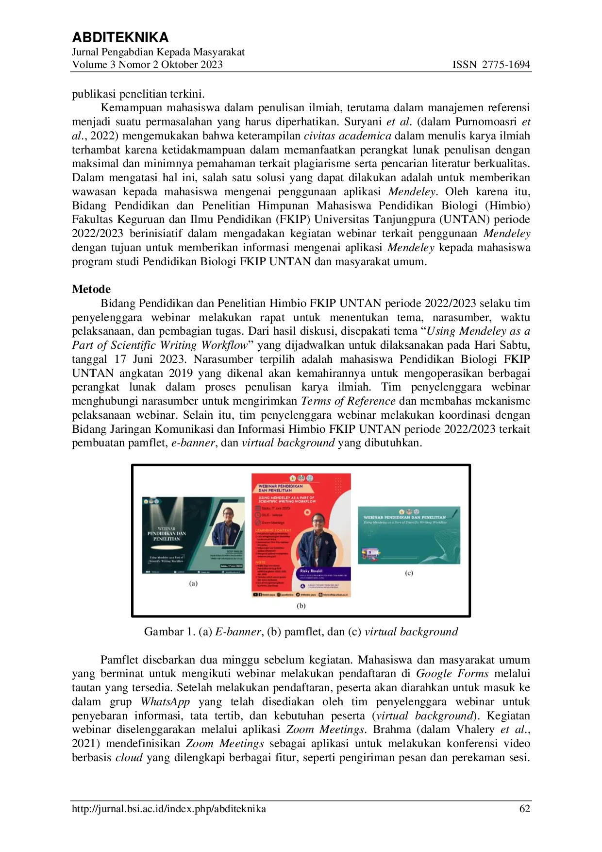 JURIS Pemanfaatan Aplikasi Mendeley Sebagai Sistem Manajemen Referensi Untuk Mengoptimalisasi Penulisan Karya Ilmiah Mahasiswa