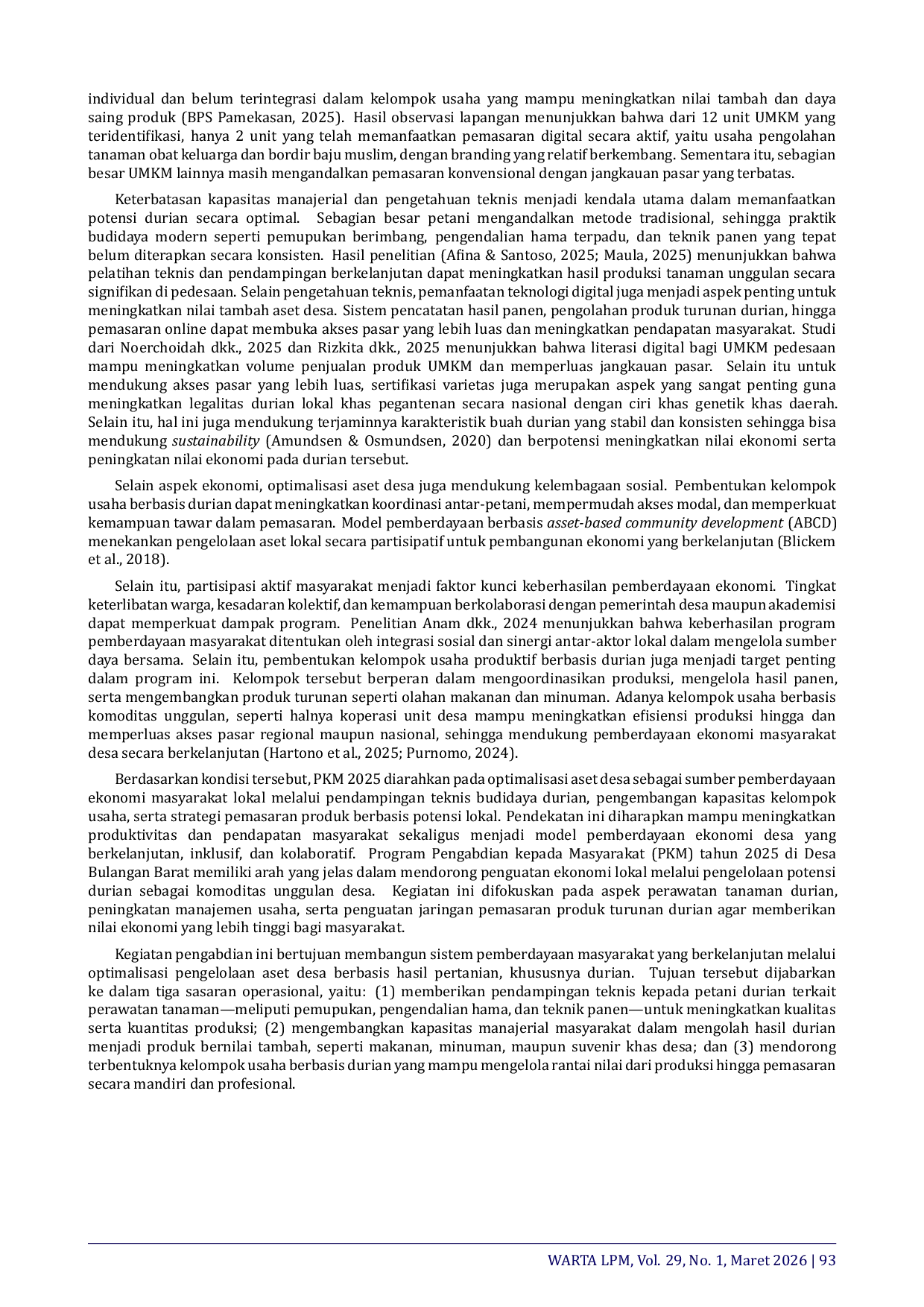 JURIS Optimizing Village Assets as a Source of Local Economic Empowerment A Mentoring Program in Bulangan Barat Pegantenan Pamekasan