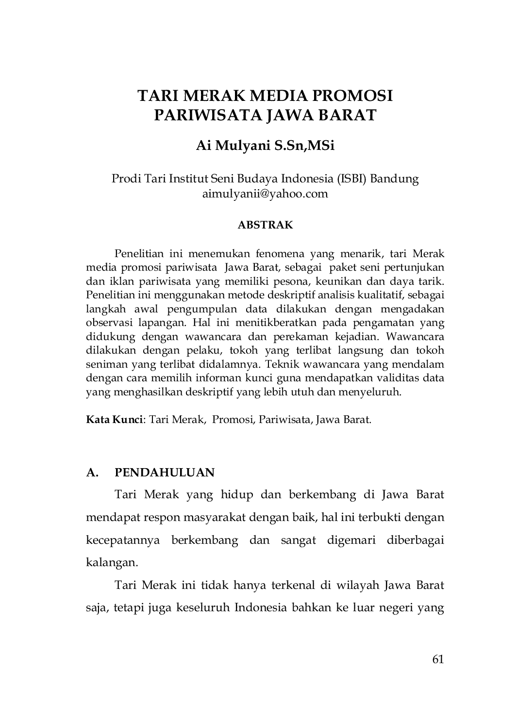 JURIS Tari Merak Media Promosi Pariwisata Jawa Barat