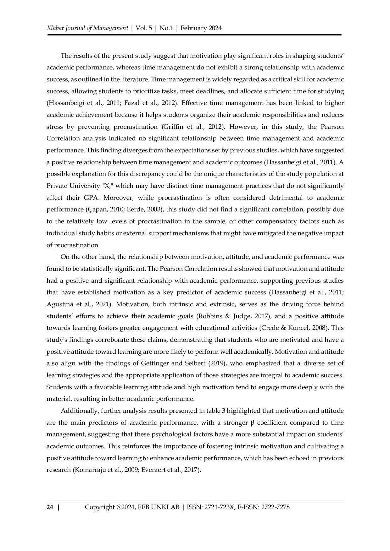 JURIS The Interplay Between Time Management Motivation and Academic Performance Among University Students
