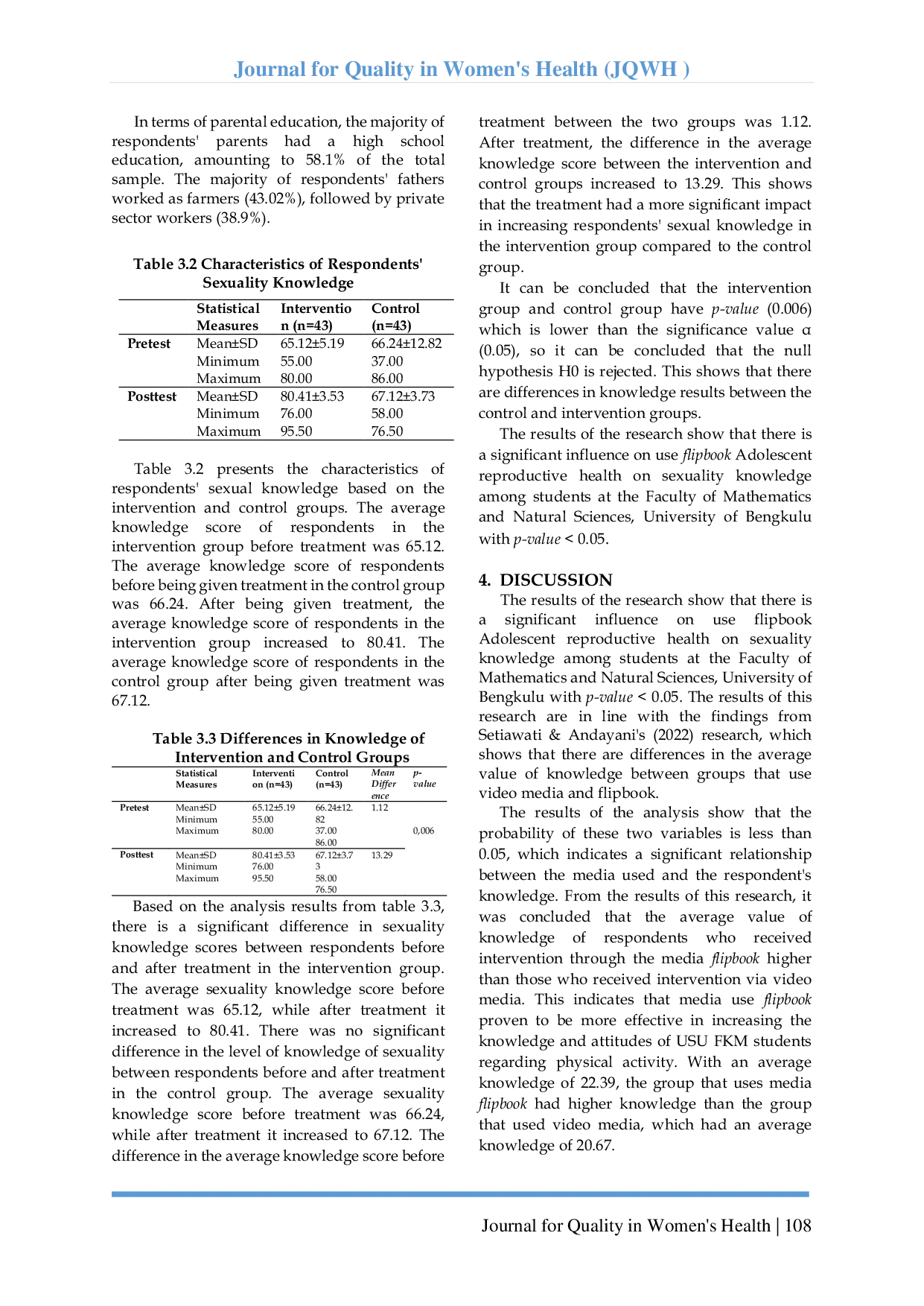 JURIS The Effect Of Using Educational Media Flipbook For Adolescent Reproductive Health On Knowledge Of Sexuality In Students At The Faculty Of Mathematics And Natural Sciences Bengkulu University