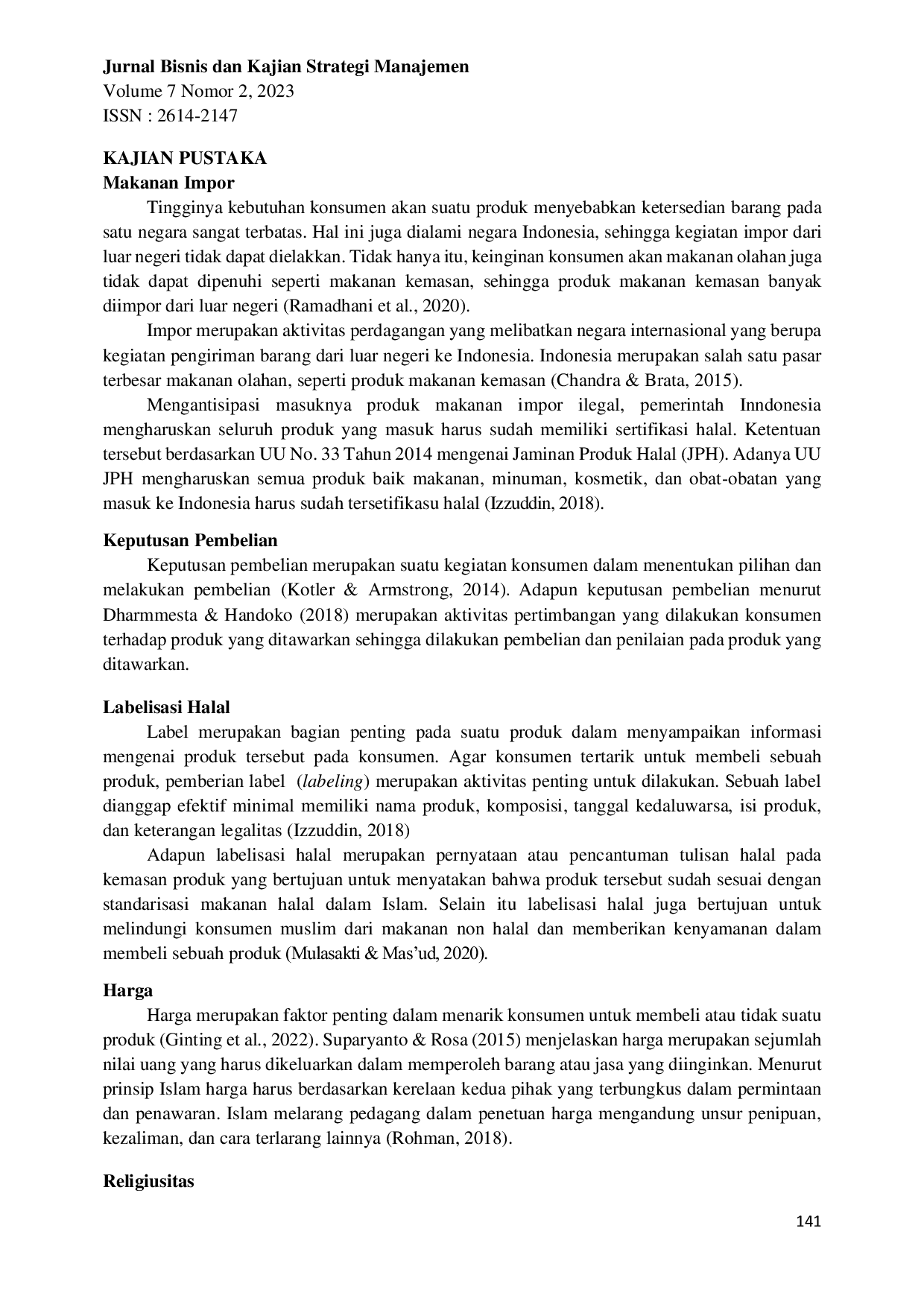 JURIS Faktor Yang Mempengaruhi Konsumen Muslim Dalam Membeli Produk Makanan Impor Dalam Kemasan