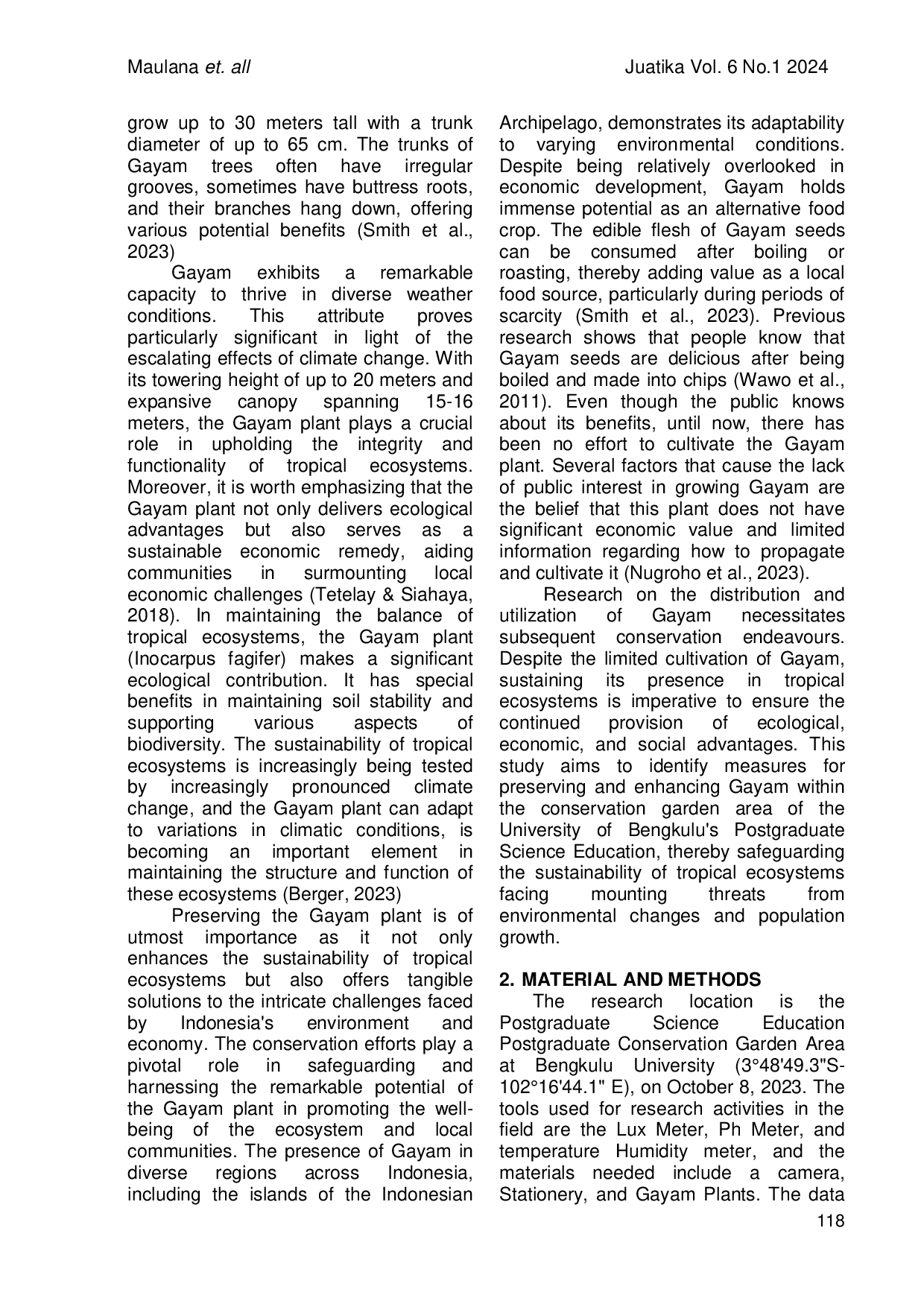 JURIS Exploration and characterization of Gayam Inocarpus fagifer Conservation foundation for sustainable tropical ecosystems