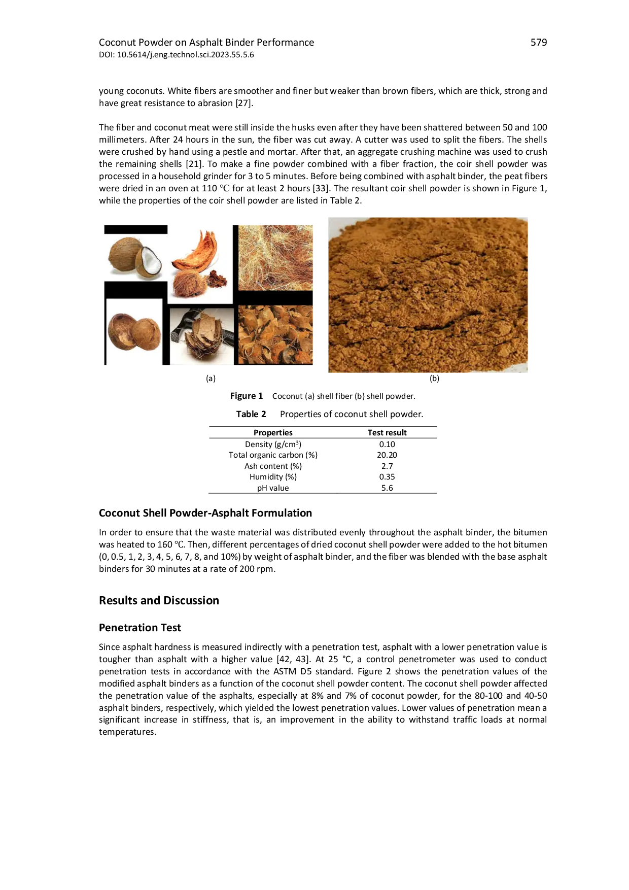 JURIS The Effect of Coconut Powder on Asphalt Binder Performance Under Laboratory Conditions