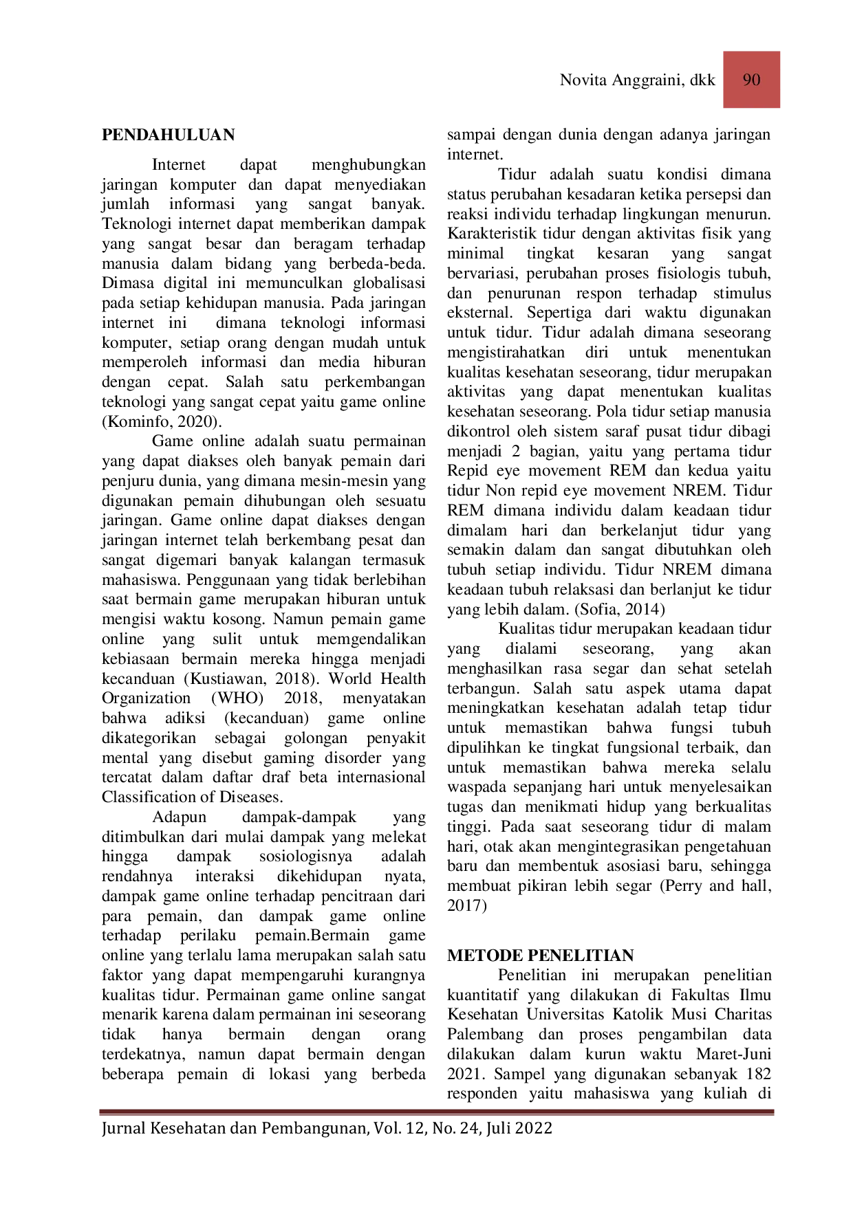 JURIS Hubungan Adiksi Game Online Dengan Kualitas Tidur
