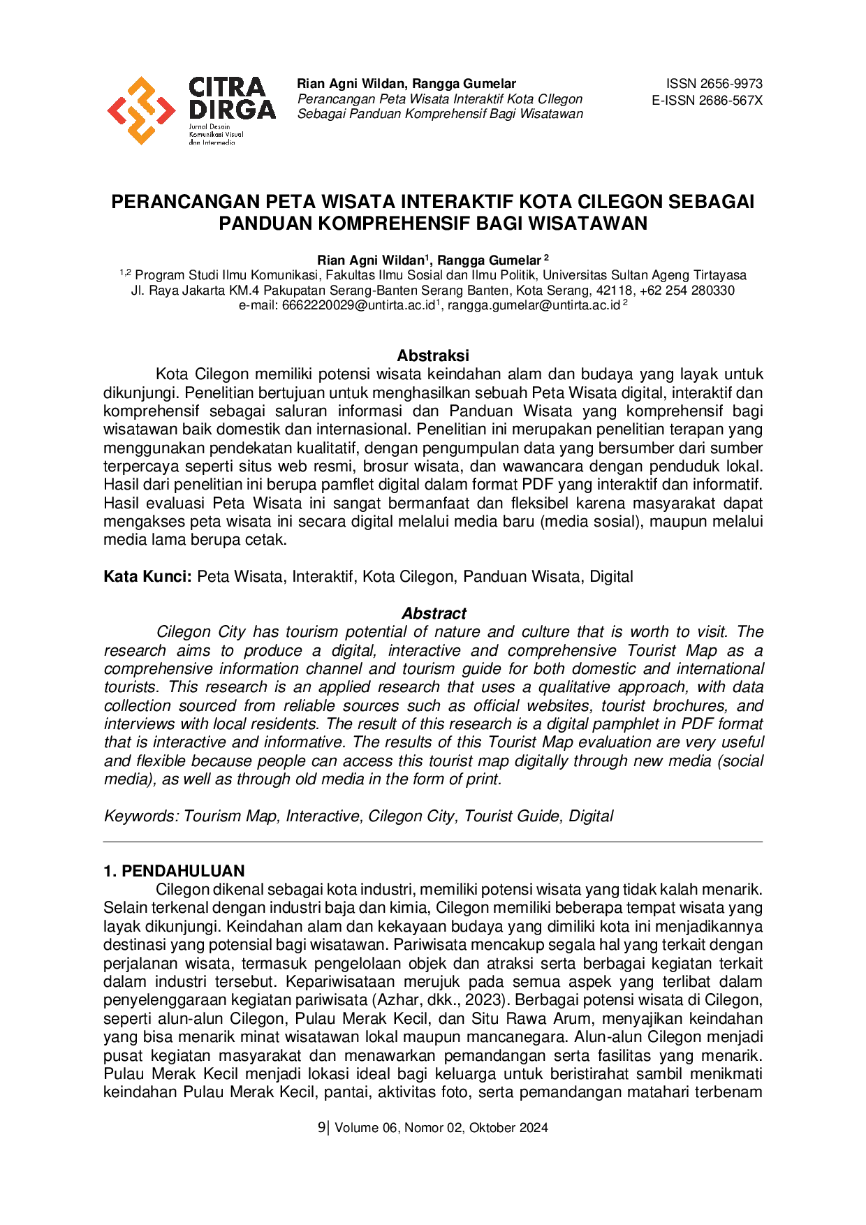 JURIS Perancangan Peta Wisata Interaktif Kota Cilegon Sebagai Panduan Komprehensif Bagi Wisatawan