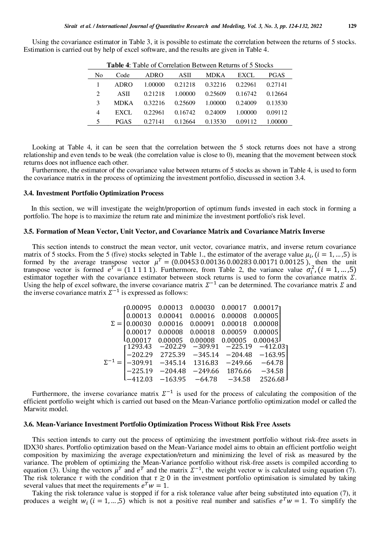 JURIS Investment Portfolio Optimization Model Using The Markowitz Model