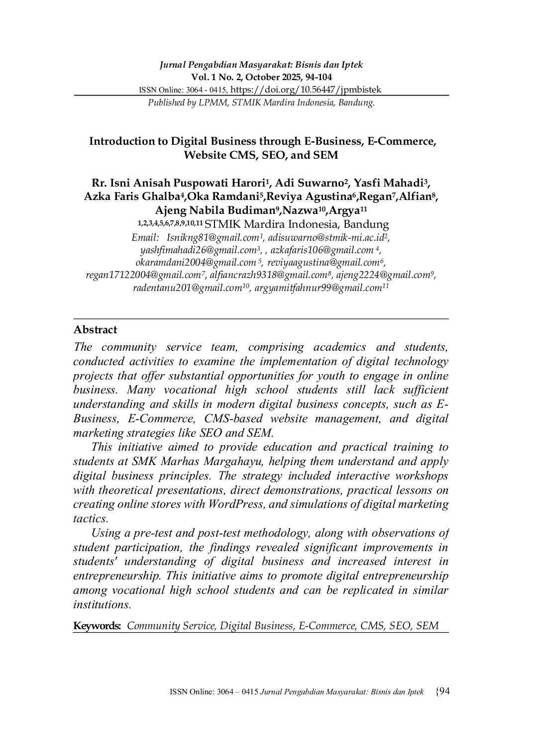 JURIS Introduction to Digital Business through E Business E Commerce Website CMS SEO and SEM