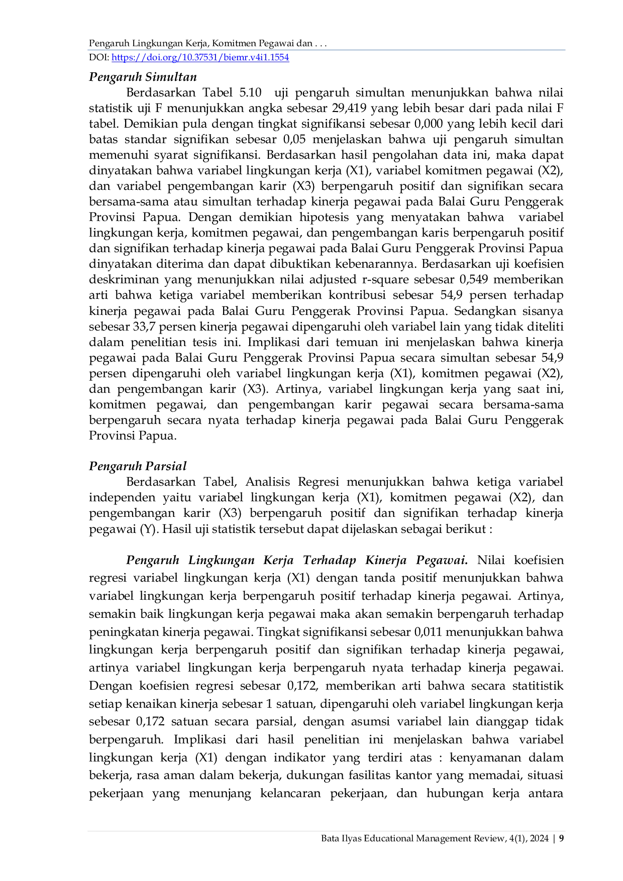 JURIS Pengaruh Lingkungan Kerja Komitmen Pegawai dan Pengembangan Karir Terhadap Kinerja Pegawai