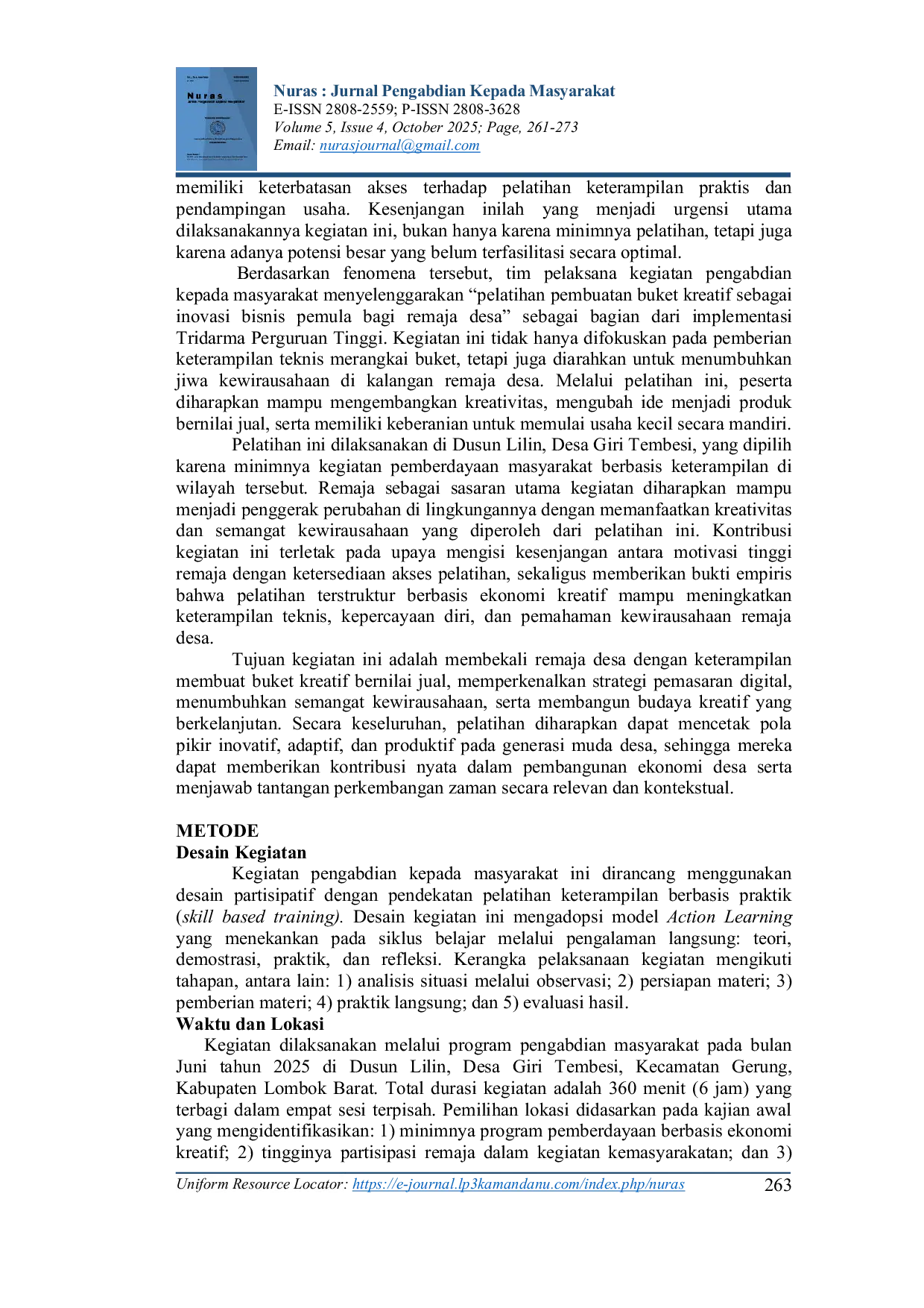 JURIS Ekonomi Kreatif Pelatihan Pembuatan Buket Kreatif sebagai Inovasi Bisnis Pemula bagi Remaja Dusun Lilin