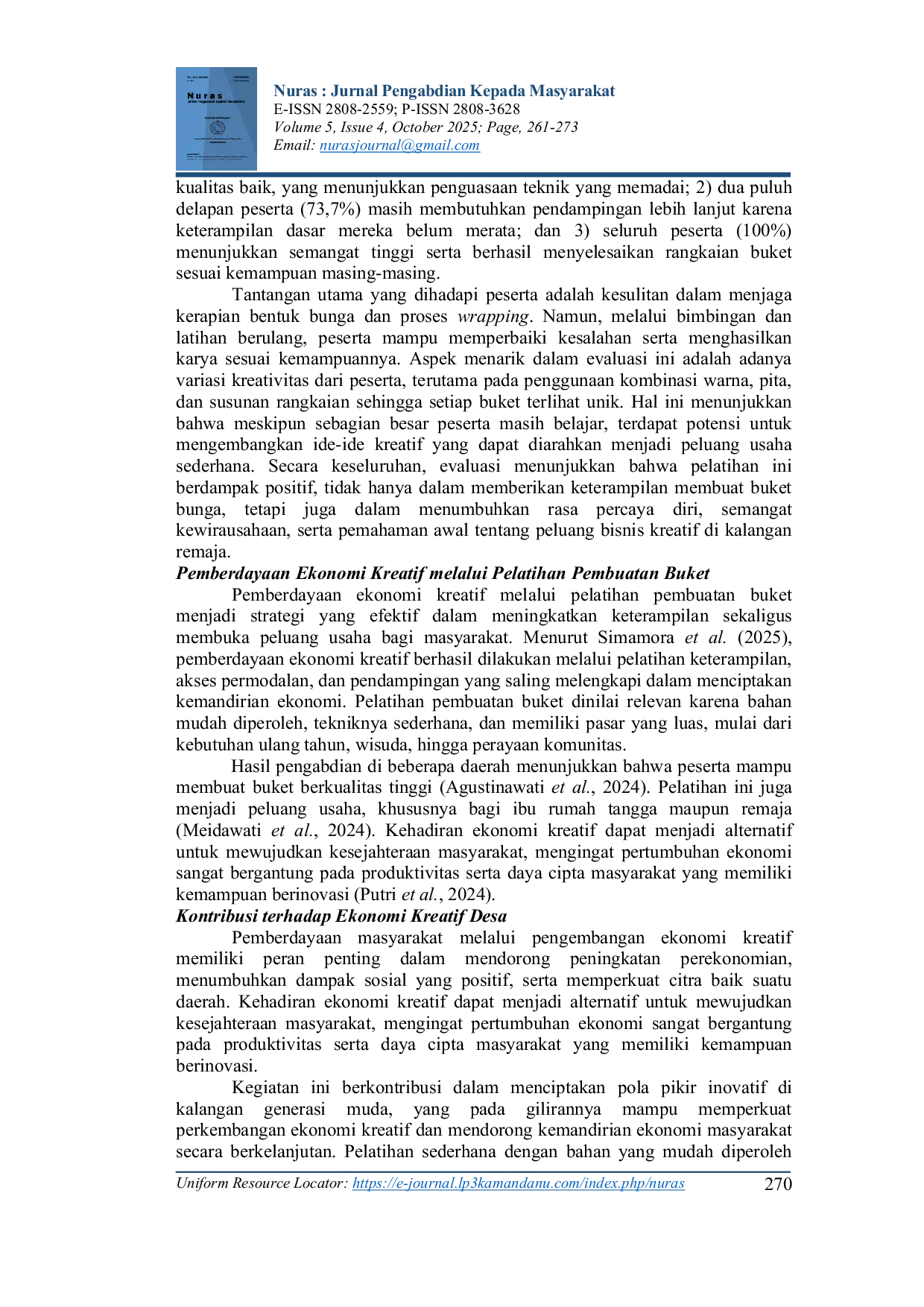 JURIS Ekonomi Kreatif Pelatihan Pembuatan Buket Kreatif sebagai Inovasi Bisnis Pemula bagi Remaja Dusun Lilin