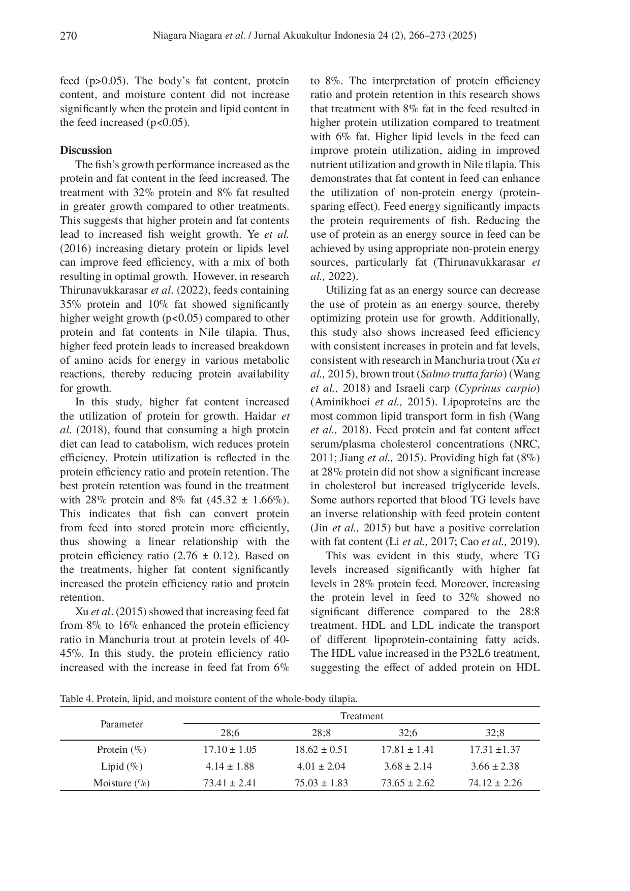 JURIS Evaluation of protein and lipid on feed of Tilapia Oreochromis niloticus