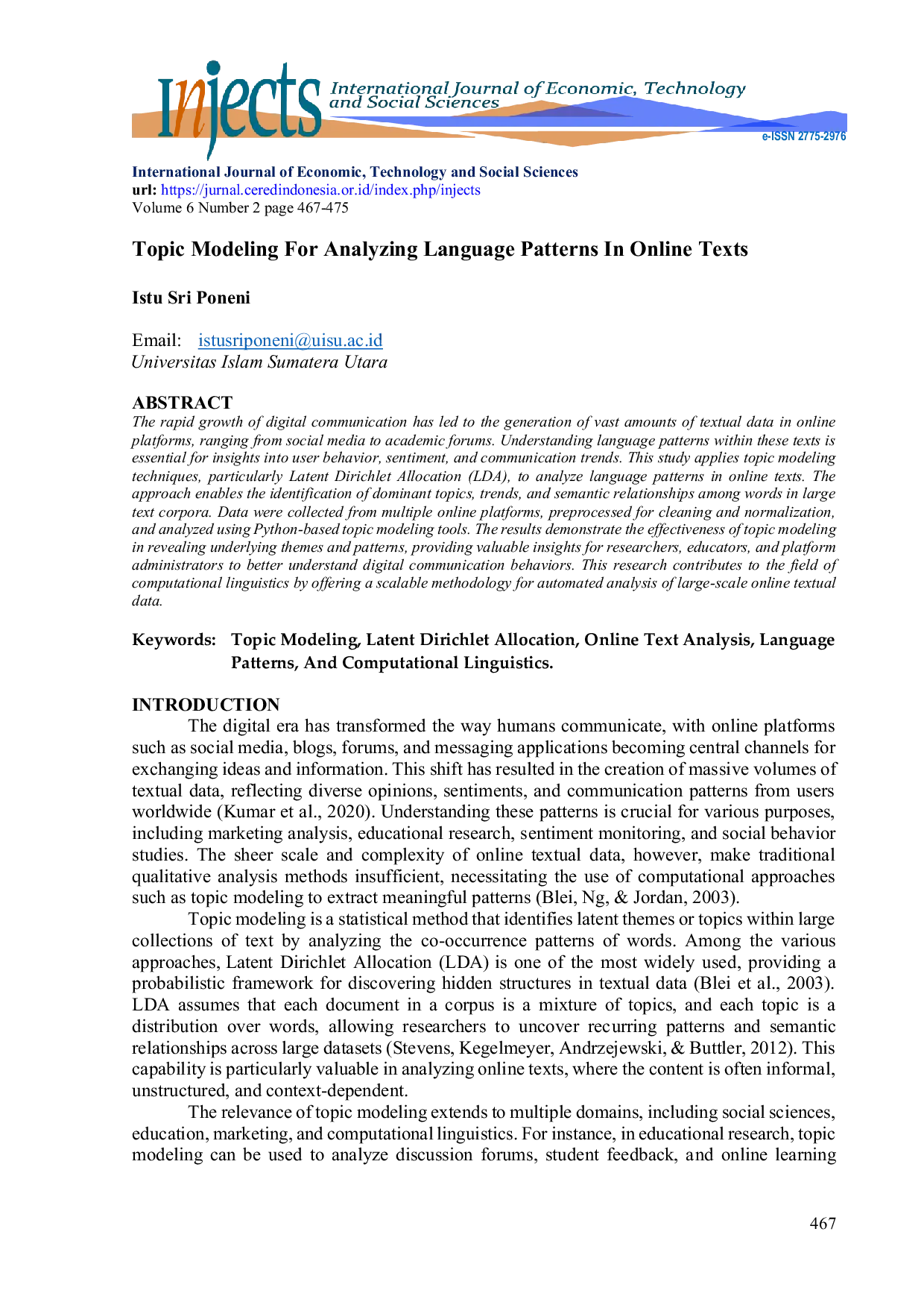 JURIS Topic Modeling For Analyzing Language Patterns In Online Texts