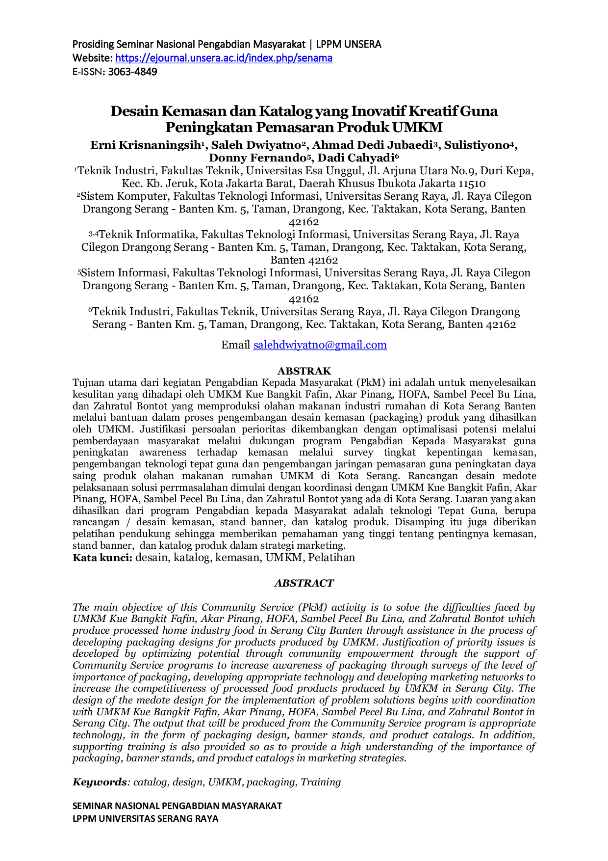 JURIS Desain Kemasan dan Katalog yang Inovatif Kreatif Guna Peningkatan Pemasaran Produk UMKM