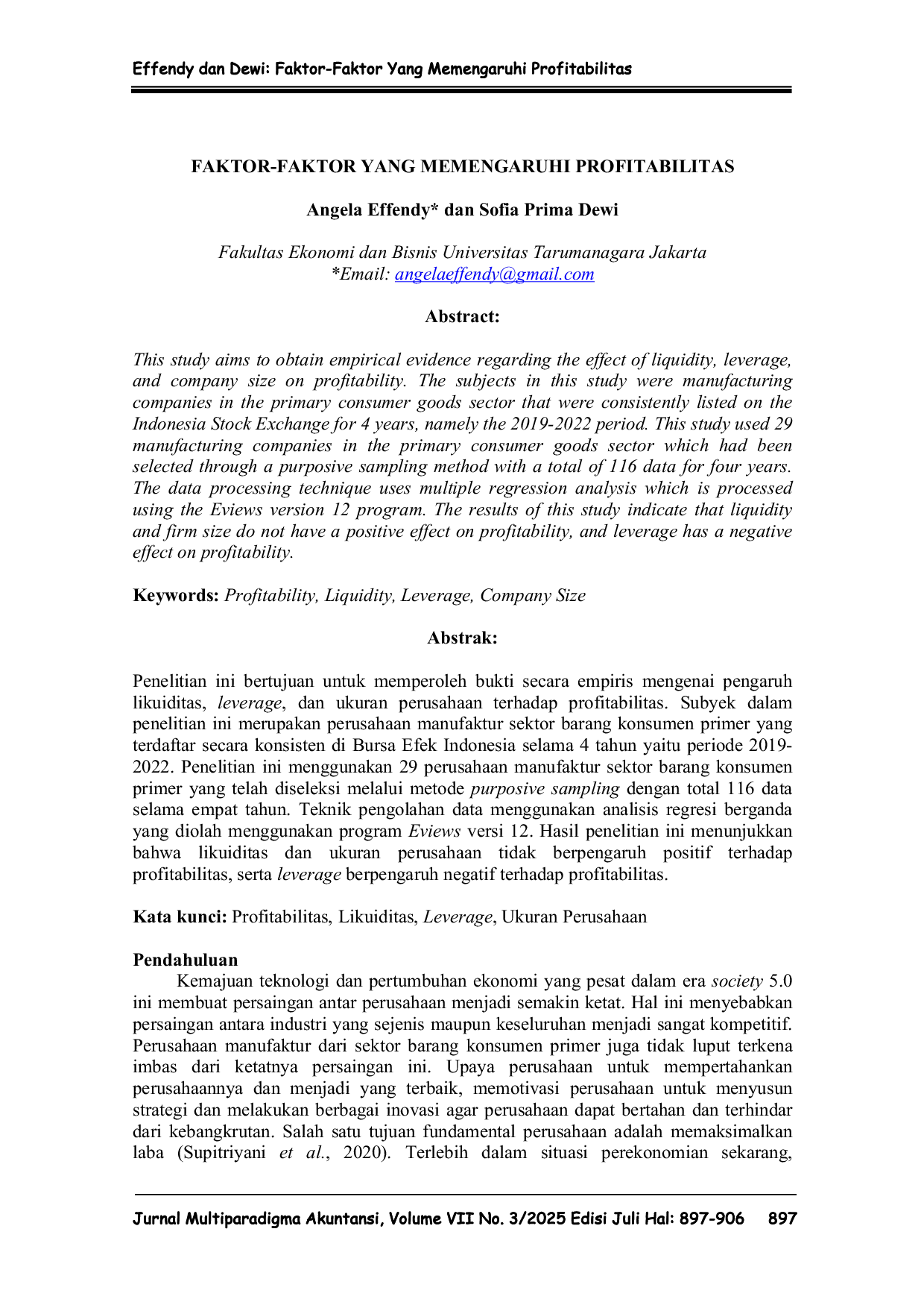 JURIS Faktor Faktor Yang Memengaruhi Profitabilitas